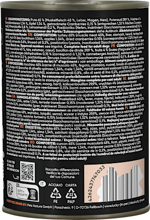 Nassfutter Hund mit Pute & Superfoods, 400 g Lucky Jim