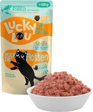 Nat kattenvoer met gevogelte &amp; forel "raise your fins", 125 g