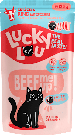 Nassfutter Katze mit Geflügel & Rind "beef me up", 125 g