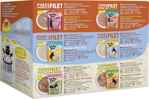 Nat kattenvoer Tonijn &amp; Kip in Bouillon, Bouillonmix Box, Multipack (12 x 70 g), 840 g