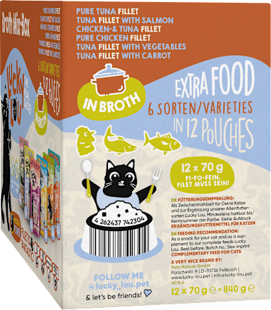 Nat kattenvoer Tonijn &amp; Kip in Bouillon, Bouillonmix Box, Multipack (12 x 70 g), 840 g