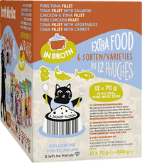 Nat kattenvoer Tonijn &amp; Kip in Bouillon, Bouillonmix Box, Multipack (12 x 70 g), 840 g