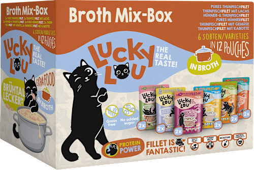 Nat kattenvoer Tonijn &amp; Kip in Bouillon, Bouillonmix Box, Multipack (12 x 70 g), 840 g