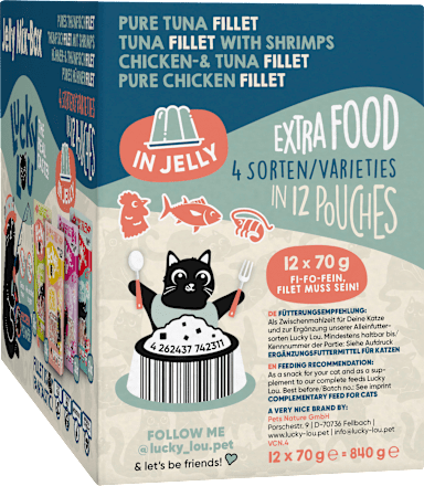 Natvoer voor katten Tonijn &amp; Kip Gelei Mix Doos, Multipack (12x70 g), 840 g