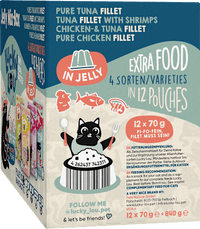 Natvoer voor katten Tonijn &amp; Kip Gelei Mix Doos, Multipack (12x70 g), 840 g