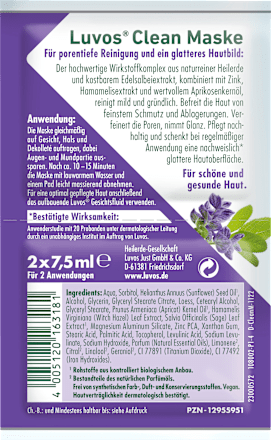 Gesichtsmaske Clean (2 x 7,5 ml), 15 ml Luvos Heilerde