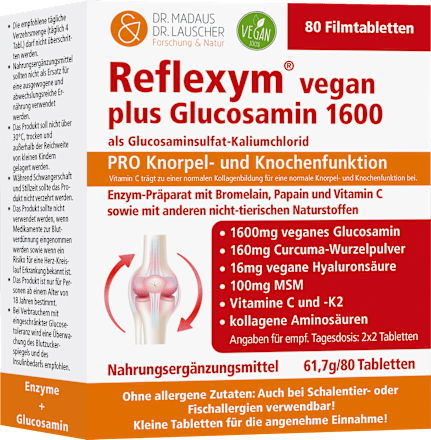 Reflexym vegan plus Glucosamin 1600, 80 St