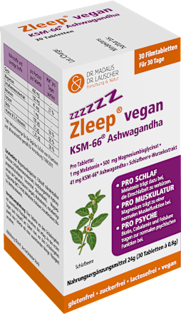 Zleep vegan KSM-66 Ashwagandha tabletten 30 stuks, 24 g