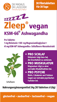 Zleep vegan KSM-66 Ashwagandha tabletten 30 stuks, 24 g