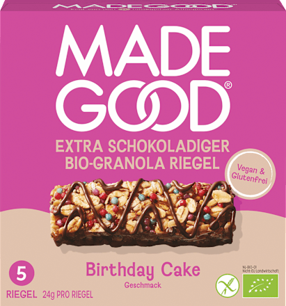 Mueslirepen, chocolade, granolarepen, verjaardagstaartsmaak (5 stuks), 120 g