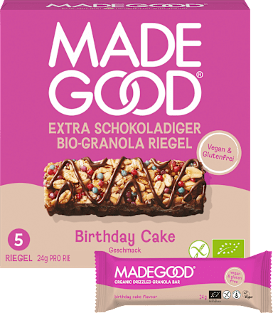 Müsliriegel, Chocolate Drizzled, Granola Bars, Birthday Cake Flavour (5 Stück), 120 g