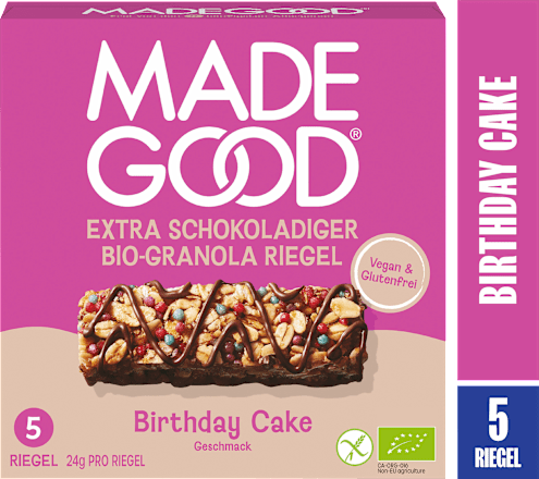 Müsliriegel, Chocolate Drizzled, Granola Bars, Birthday Cake Flavour (5 Stück), 120 g