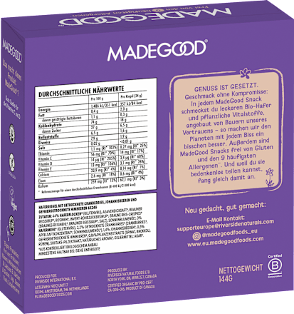Mueslirepen, granola gemengd fruit (6 stuks), 144 g