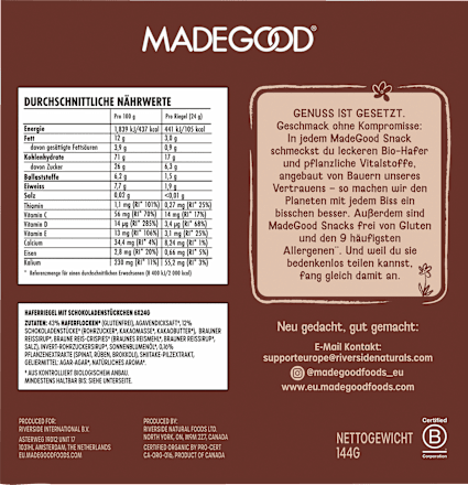 Mueslirepen, granola chocoladechips (6 stuks), 144 g