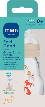 Feel Good glazen babyfles, mat, crème, vanaf de geboorte, 170 ml, 1 st.