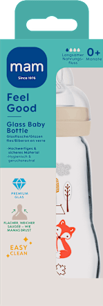 Feel Good matte glazen babyfles, crème, vanaf de geboorte, 260 ml, 1 stuk
