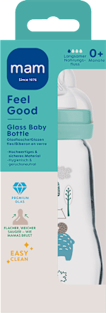 Feel Good mat glazen babyfles, groen, vanaf de geboorte, 260 ml, 1 stuk