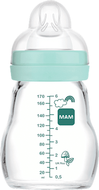 Feel Good matte glazen babyfles, mint, vanaf de geboorte, 170 ml, 1 stuk
