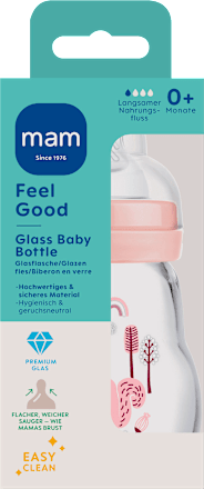 Feel Good matte glazen babyfles, roze, vanaf de geboorte, 170 ml, 1 stuk