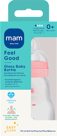 Babyflasche aus Glas Feel Good rosa, von Geburt an, 170 ml, 1 St
