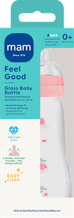 Babyflasche aus Glas Feel Good rosa, von Geburt an, 260ml, 1 St