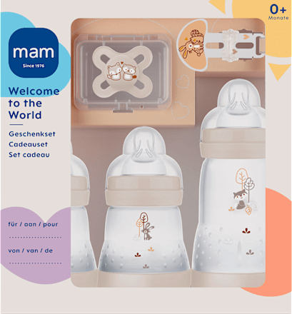Cadeauset babyflessen, fopspeen &amp; speenkoord crème, 5 stuks, 1 stuk
