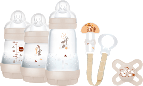 Cadeauset babyflessen, fopspeen &amp; speenkoord crème, 5 stuks, 1 stuk