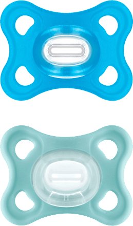 Comfort siliconen fopspeen, blauw/groen, 3-12 maanden, 2 stuks