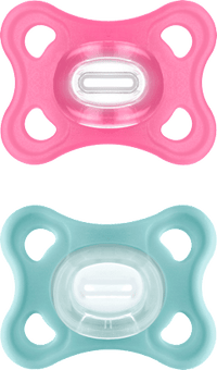 Schnuller Comfort Silikon, pink/grün, 3-12 Monate, 2 St mam