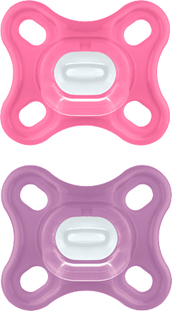 Comfort siliconen fopspeen, roze/paars, 0-3 maanden, 2 stuks
