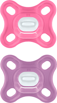 Comfort siliconen fopspeen, roze/paars, 0-3 maanden, 2 stuks