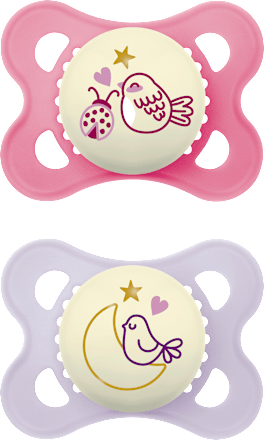 Schnuller Original Night Silikon pink/lila, 0-6 Monate, 2 St mam