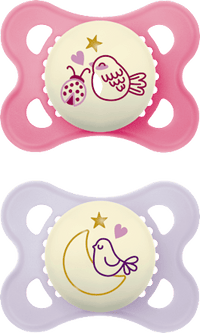 Schnuller Original Night Silikon pink/lila, 0-6 Monate, 2 St mam