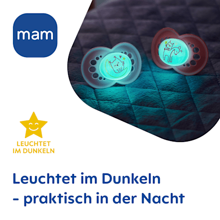 Originele Nacht Siliconen Fopspeen Roze/Paars, 6-16 Maanden, 2 stuks