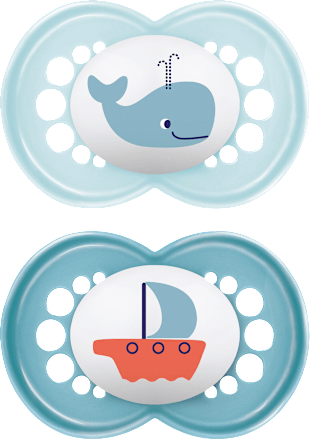 Originele siliconen fopspeen, blauw, 6-16 maanden, 2 stuks