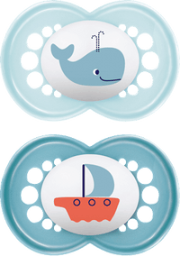 Originele siliconen fopspeen, blauw, 6-16 maanden, 2 stuks