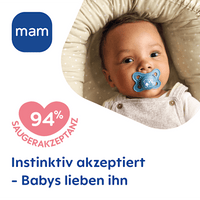 Schnuller Original Silikon, blau/beige, 0-6 Monate, 2 St