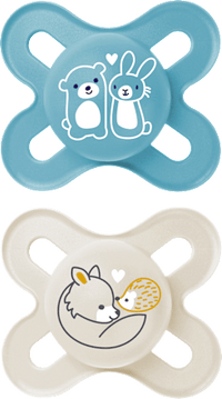 Original Start fopspeen van rubber, blauw/crème, 0-2 maanden, 2 stuks