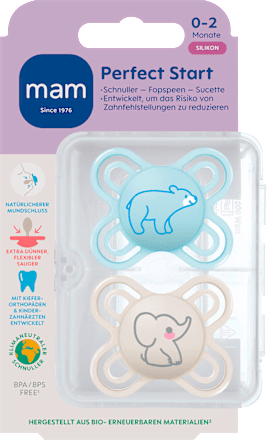Schnuller Original Start Silikon, blau/creme, 0-2 Monate, 1 St mam