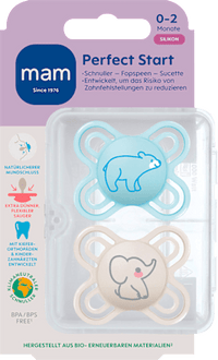 Schnuller Original Start Silikon, blau/creme, 0-2 Monate, 1 St mam