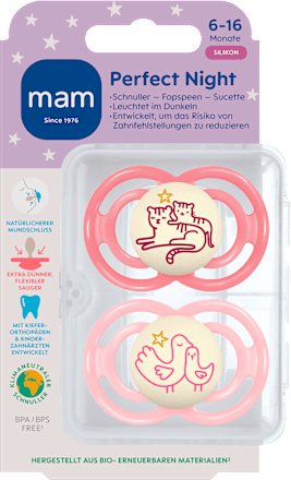 Perfect Night siliconen fopspeen, roze/rose, 6-16 maanden, 2 stuks