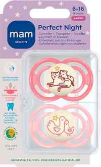 Perfect Night siliconen fopspeen, roze/rose, 6-16 maanden, 2 stuks