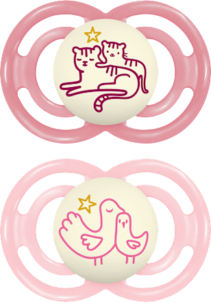 Perfect Night siliconen fopspeen, roze/rose, 6-16 maanden, 2 stuks