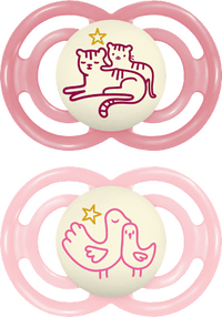 Perfect Night siliconen fopspeen, roze/rose, 6-16 maanden, 2 stuks