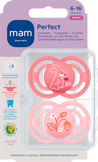 Perfect Siliconen Fopspeen, roze/rose, 6-16 maanden, 2 stuks