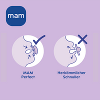 Schnuller Perfect Silikon, rosa/gelb, 0-6 Monate, 2 St mam