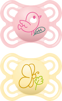 Schnuller Perfect Silikon, rosa/gelb, 0-6 Monate, 2 St mam