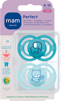 Perfect Siliconen Fopspeen, turquoise/blauw, 6-16 maanden, 2 stuks
