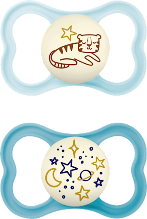 Supreme Night Siliconen Fopspeen, blauw, 6-16 maanden, 2 stuks