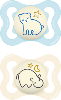 Schnuller Supreme Night Silikon, blau/creme, 0-6 Monate, 2 St mam